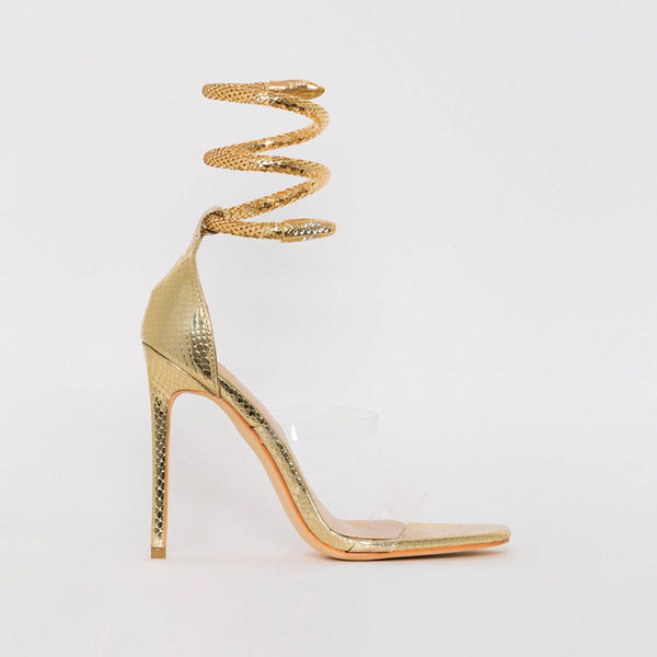 Sandale aurii cu accesoriu statement pe gleznă CLEOPATRA
