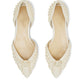 Balerini ivoire din piele naturală format decollete cu perle aplicate DAPHNE