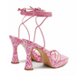 Sandale pink cu toc gros și platformă statement BARBIE