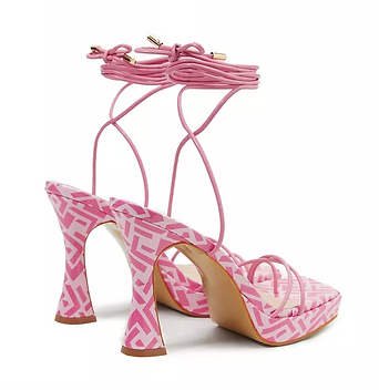Sandale pink cu toc gros și platformă statement BARBIE